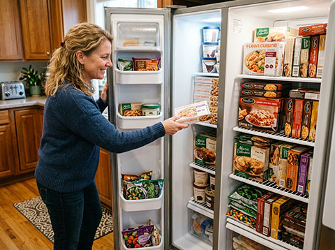 freezer full of frozen meals